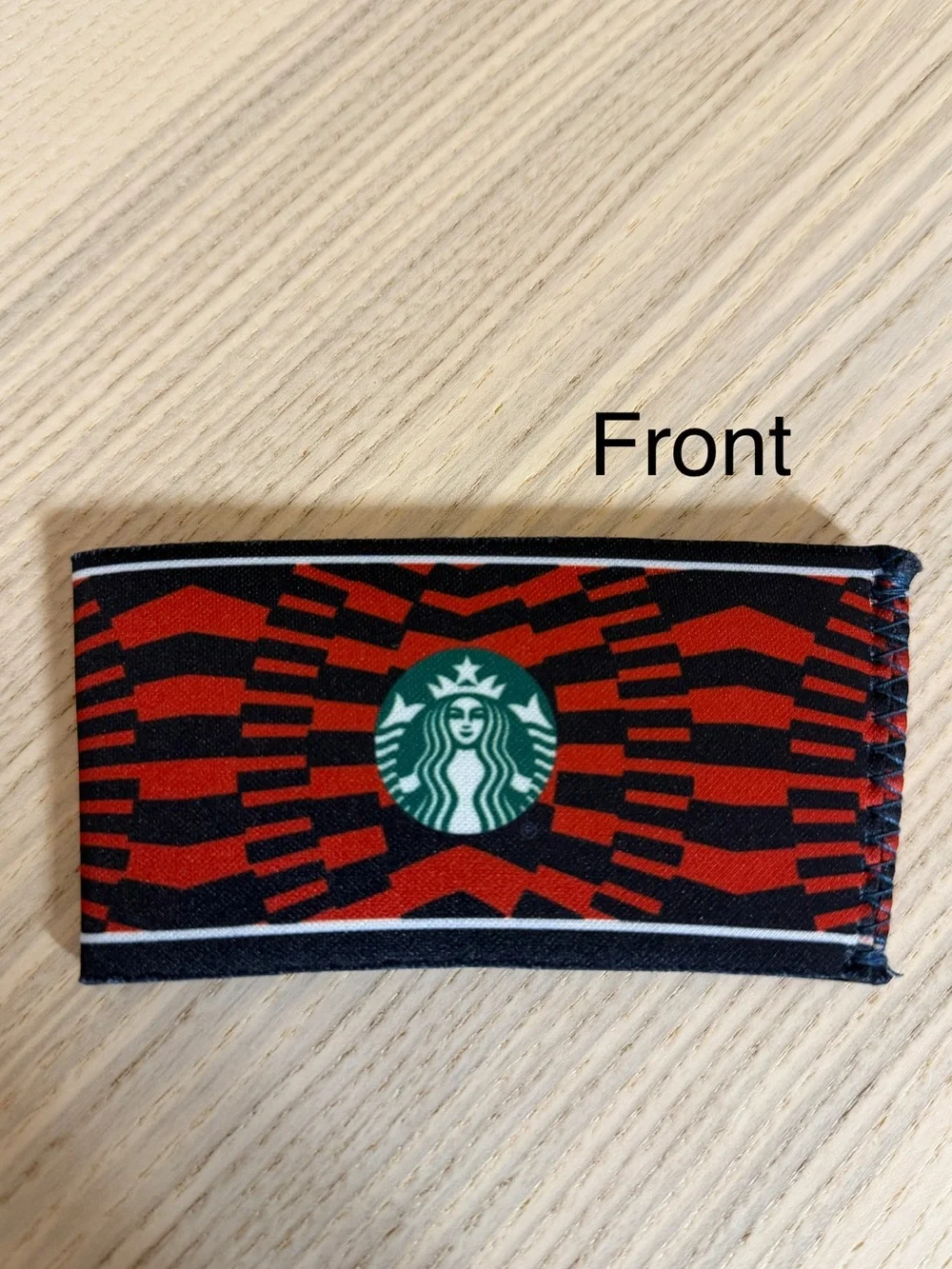 Starbucks Red and Black Neoprene Cup Sleeve with Green Logo